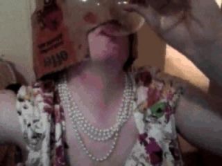 drinks cum from glass